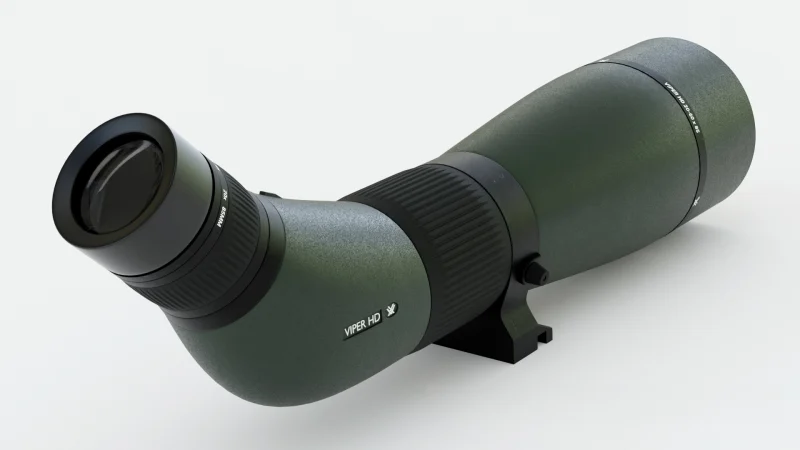 Fotorealistyczna wizualizacja 3D lunety obserwacyjnej w zielonej obudowie